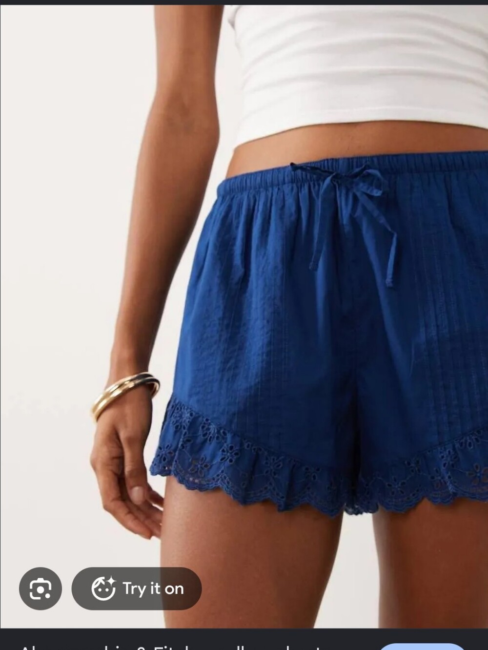 Abercrombie Women's Navy Blue Eyelet Trim Shorts